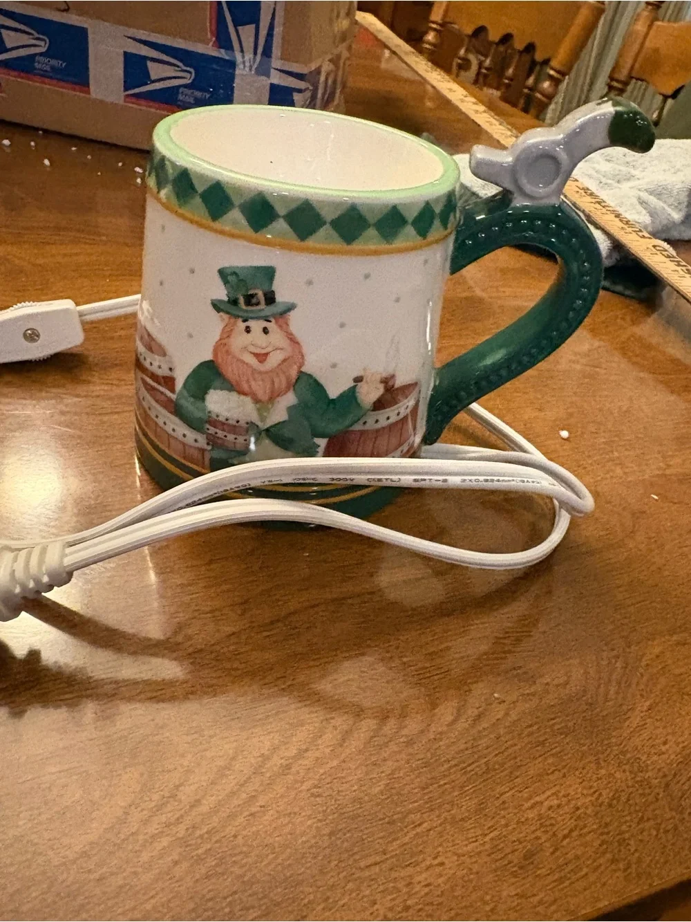 Vintage Holiday Leprechaun Ceramic Mug - Green